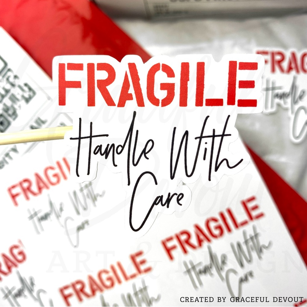 FRAGILE Handle With Care- 2" (inches) (96ct.) Stickers - Picture 3 of 6